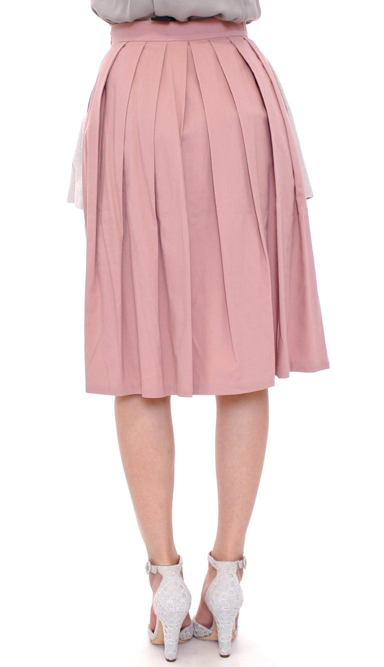 Comeforbreakfast Pink Gray Knee-Length Pleated Skirt | Regal Royce