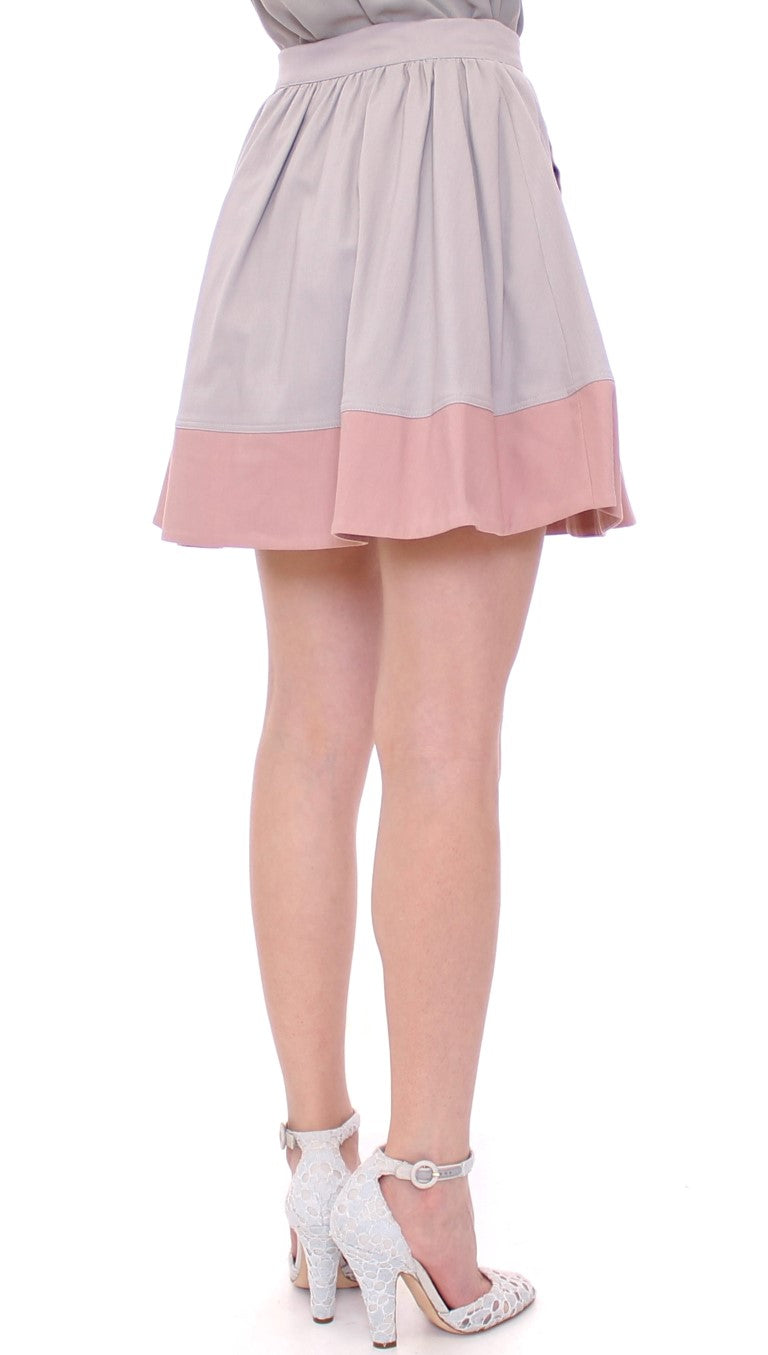 Comeforbreakfast Pink Gray Mini Short Pleated Skirt | Regal Royce