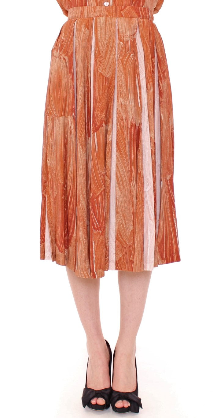 Licia Florio Brown Orange Below Knee Full Skirt | Regal Royce