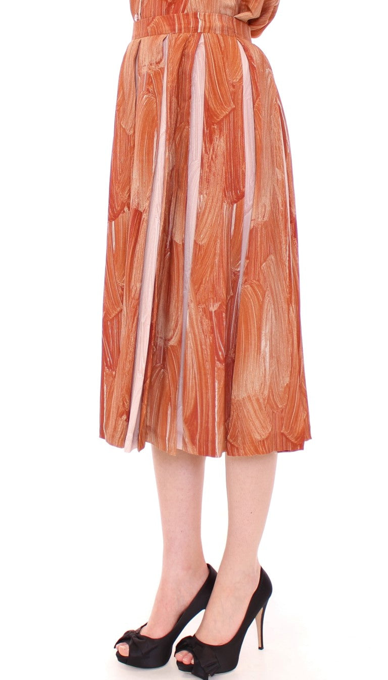 Licia Florio Brown Orange Below Knee Full Skirt | Regal Royce