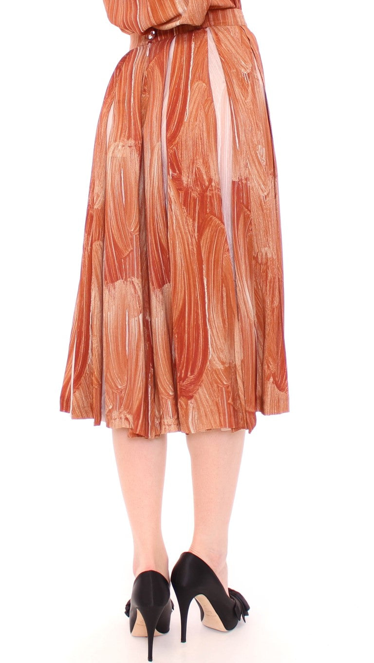 Licia Florio Brown Orange Below Knee Full Skirt | Regal Royce