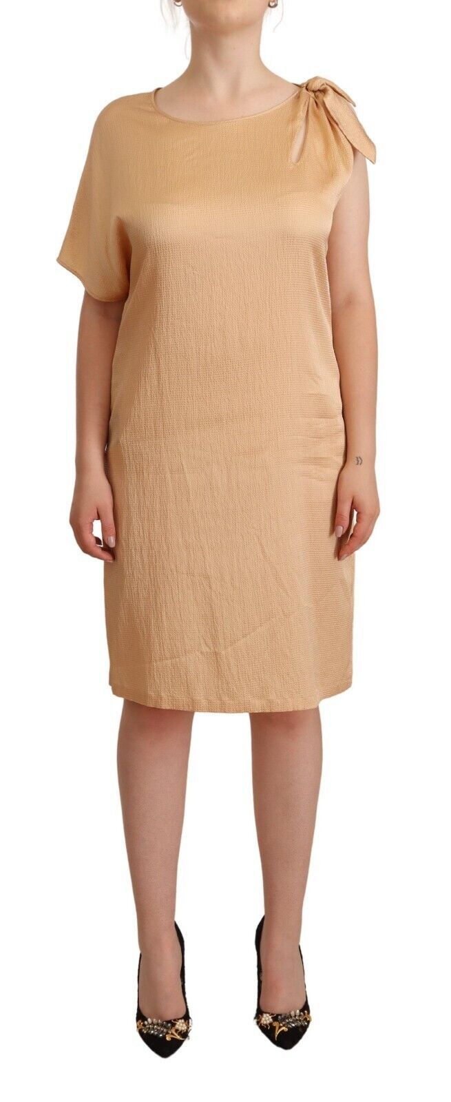 Moschino Beige One Sleeve Knee Length Shift Dress | Regal Royce