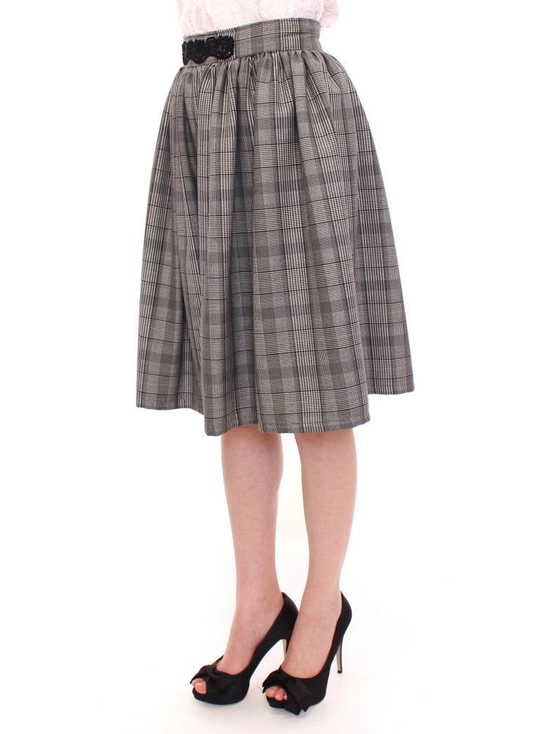 NOEMI ALEMÁN Gray Checkered Wool Shorts Skirt | Regal Royce