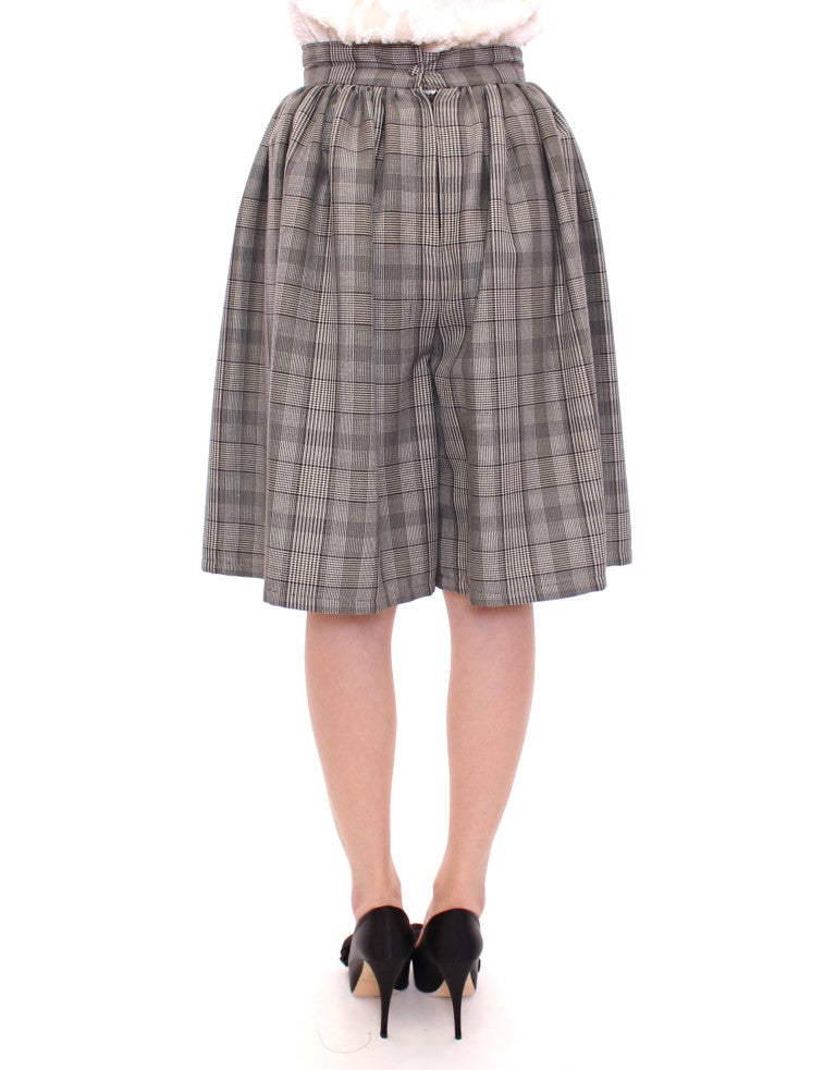 NOEMI ALEMÁN Gray Checkered Wool Shorts Skirt | Regal Royce