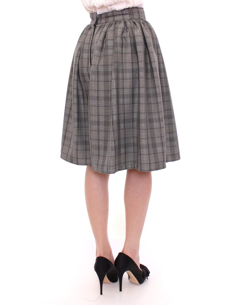 NOEMI ALEMÁN Gray Checkered Wool Shorts Skirt | Regal Royce