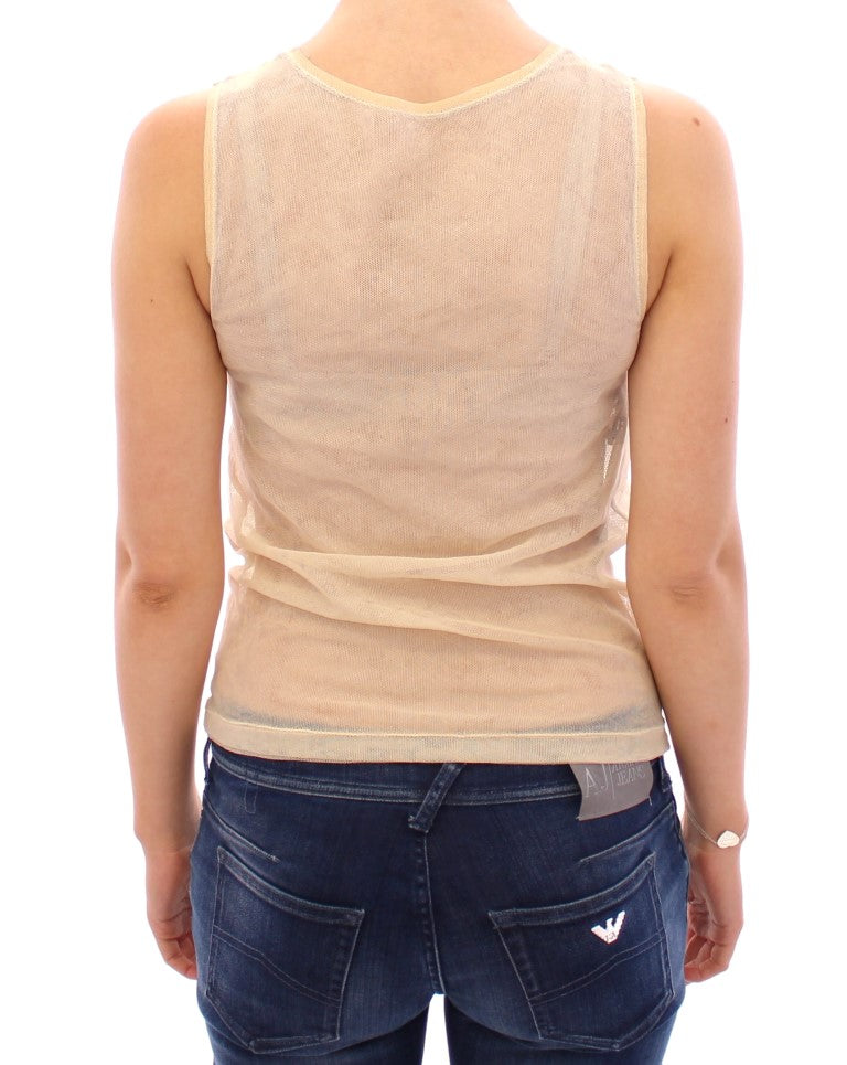 Dolce & Gabbana Beige Sleeveless Cotton Top Tank Blouse | Regal Royce