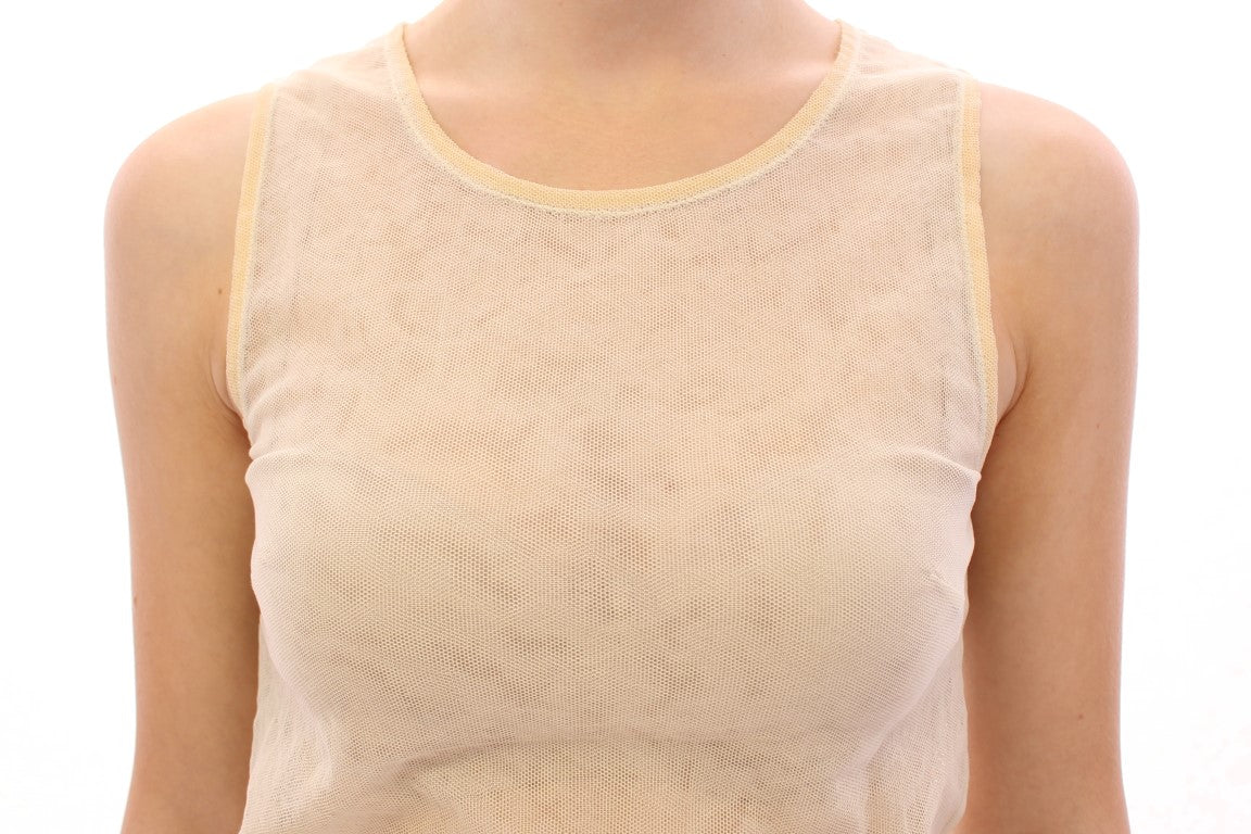 Dolce & Gabbana Beige Sleeveless Cotton Top Tank Blouse | Regal Royce