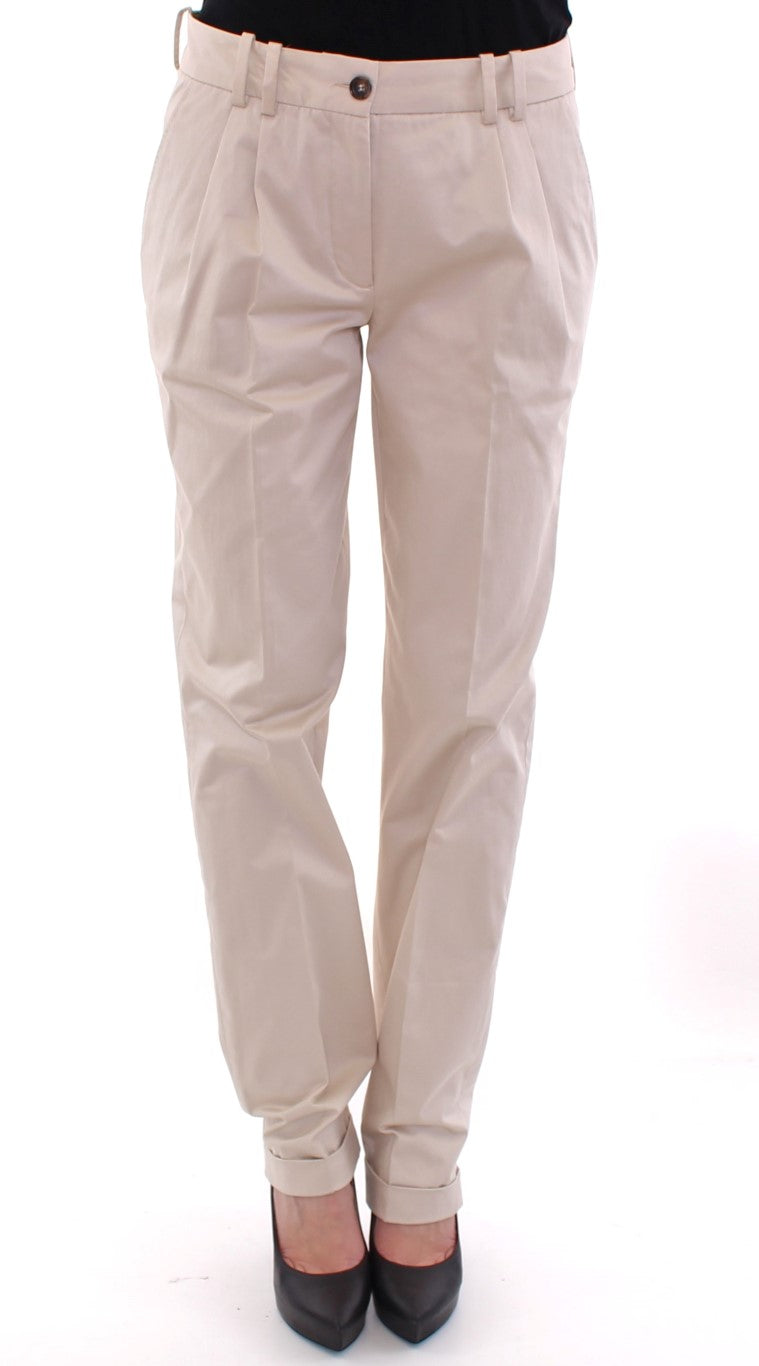 Dolce & Gabbana Beige Cotton Chinos Pants | Regal Royce