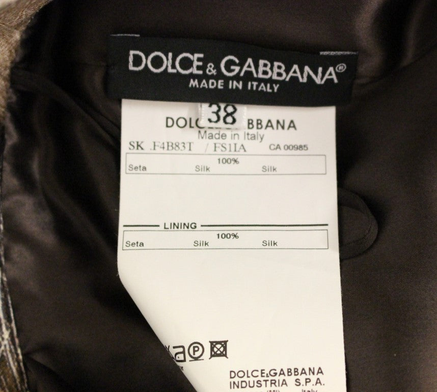 Dolce & Gabbana Brown Floral Silk Straight Full Skirt | Regal Royce