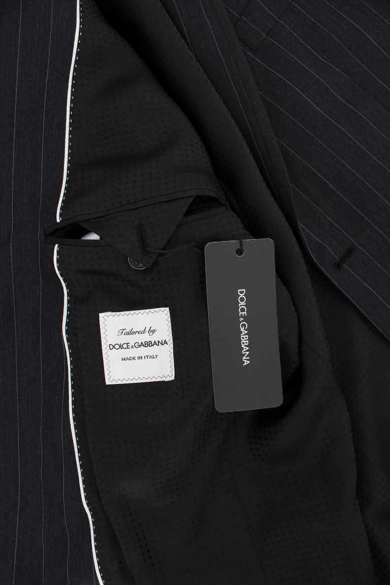 Dolce & Gabbana Gray Striped Slim Fit Wool Blazer | Regal Royce