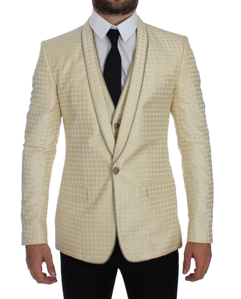 Dolce & Gabbana Beige Polka Dot Silk 2 Piece Blazer | Regal Royce