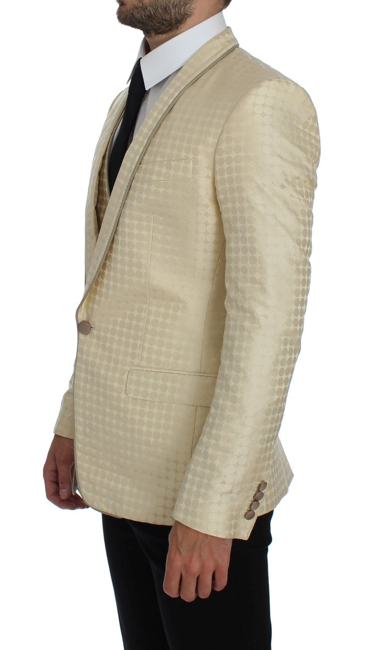 Dolce & Gabbana Beige Polka Dot Silk 2 Piece Blazer | Regal Royce