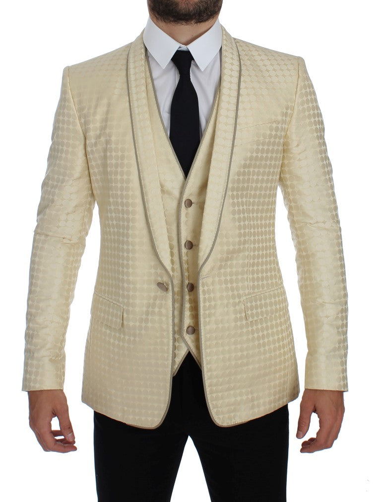 Dolce & Gabbana Beige Polka Dot Silk 2 Piece Blazer | Regal Royce