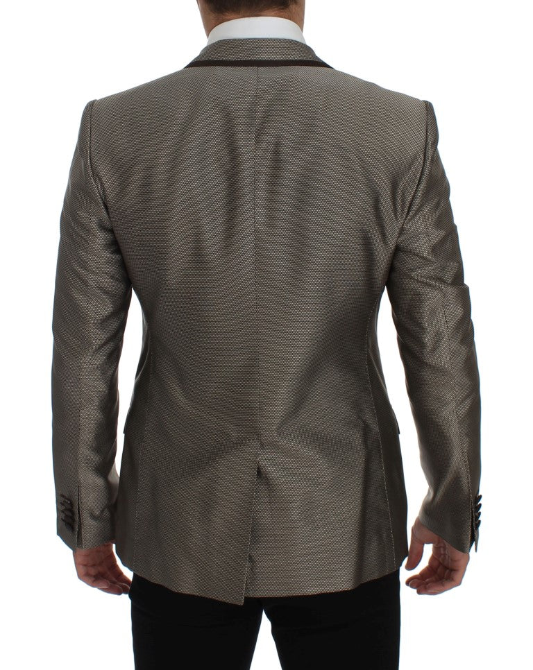 Dolce & Gabbana Brown Slim Fit Silk Two Button Blazer | Regal Royce