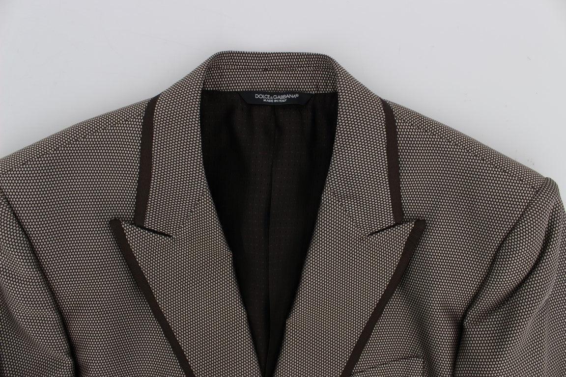 Dolce & Gabbana Brown Slim Fit Silk Two Button Blazer | Regal Royce
