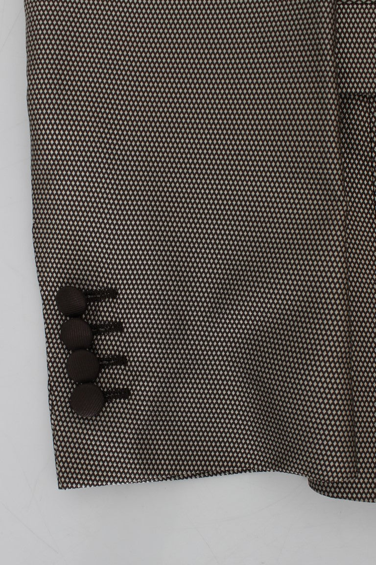 Dolce & Gabbana Brown Slim Fit Silk Two Button Blazer | Regal Royce