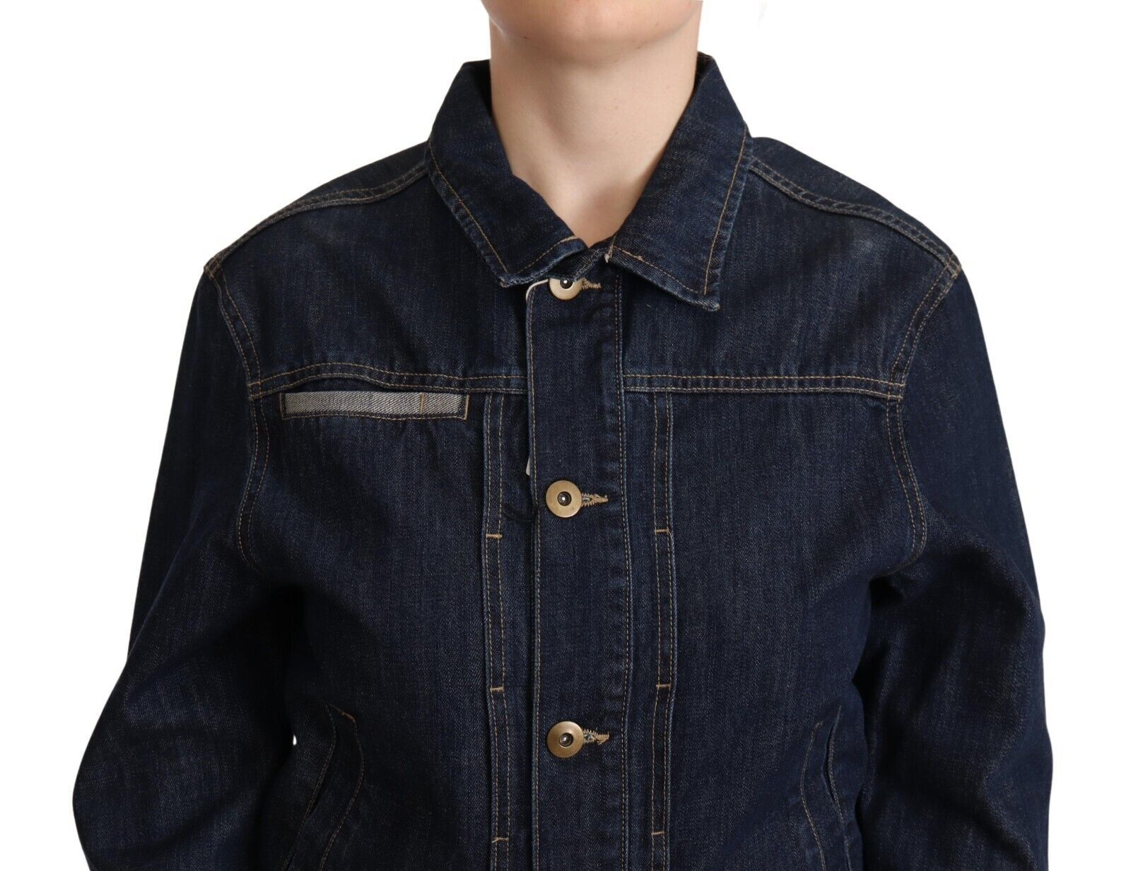 Master Coat Dark Blue Button Down Long Sleeves Denim Jacket | Regal Royce