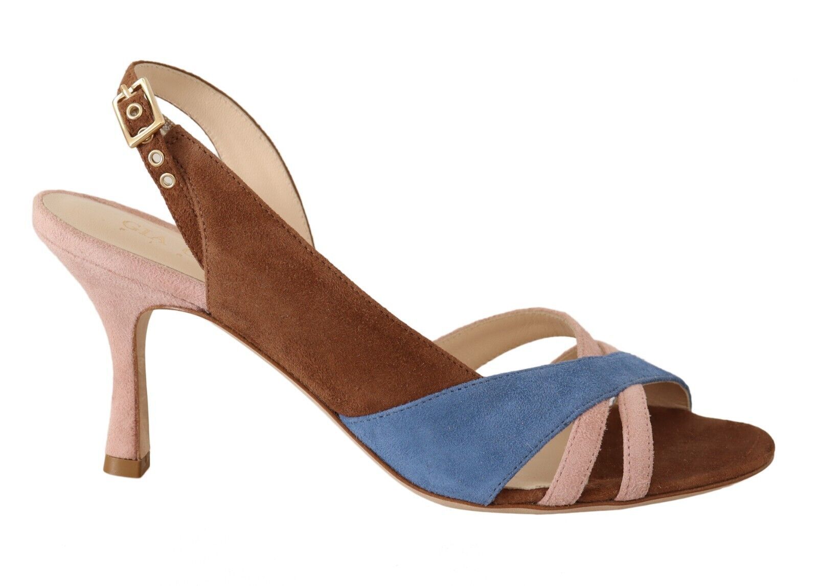 GIA COUTURE Multicolor Suede Leather Slingback Heels Sandals Shoes | Regal Royce