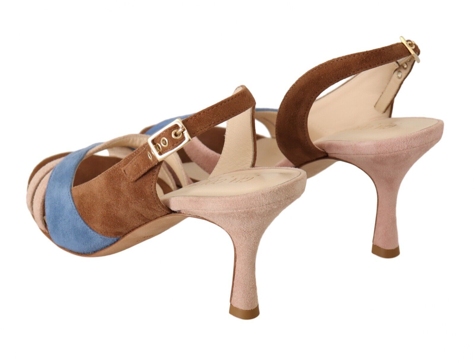 GIA COUTURE Multicolor Suede Leather Slingback Heels Sandals Shoes | Regal Royce