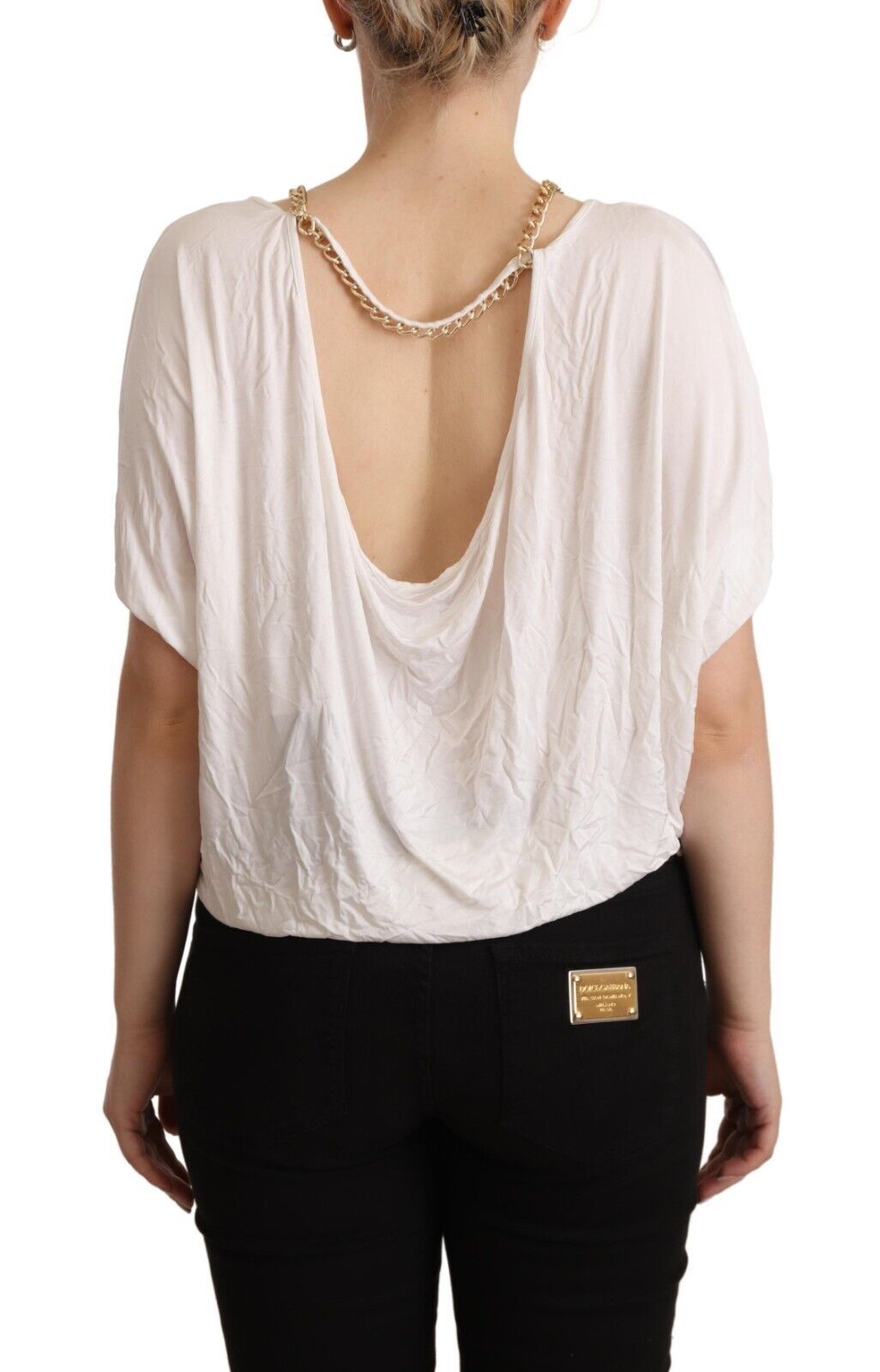 Guess By Marciano White Short Sleeves Gold Chain T-shirt Top | Regal Royce