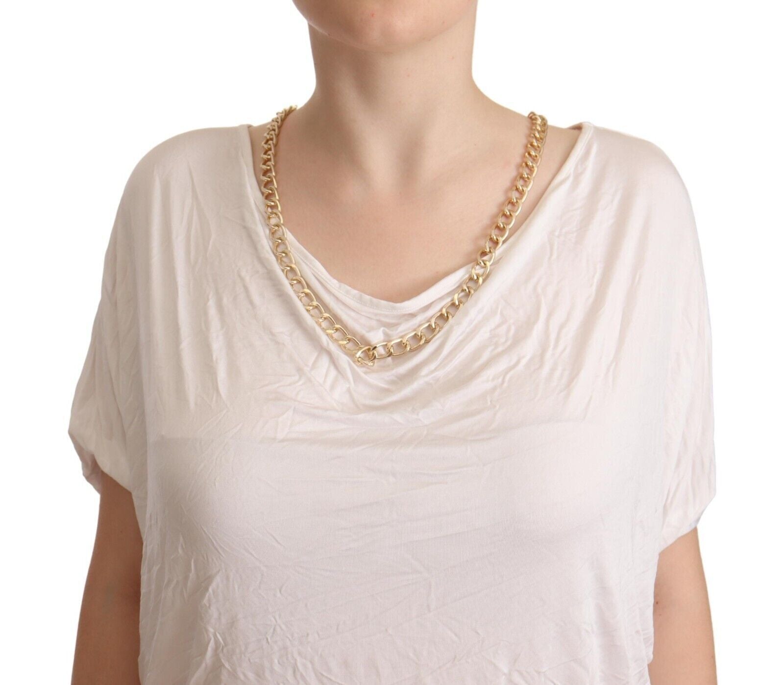 Guess By Marciano White Short Sleeves Gold Chain T-shirt Top | Regal Royce