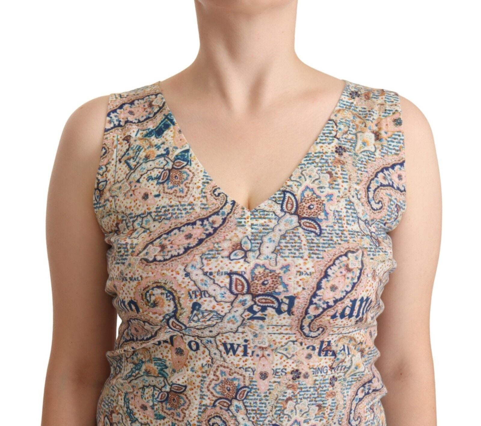 John Galliano Multicolor Cotton Sleeveless V-neck Tank Top | Regal Royce