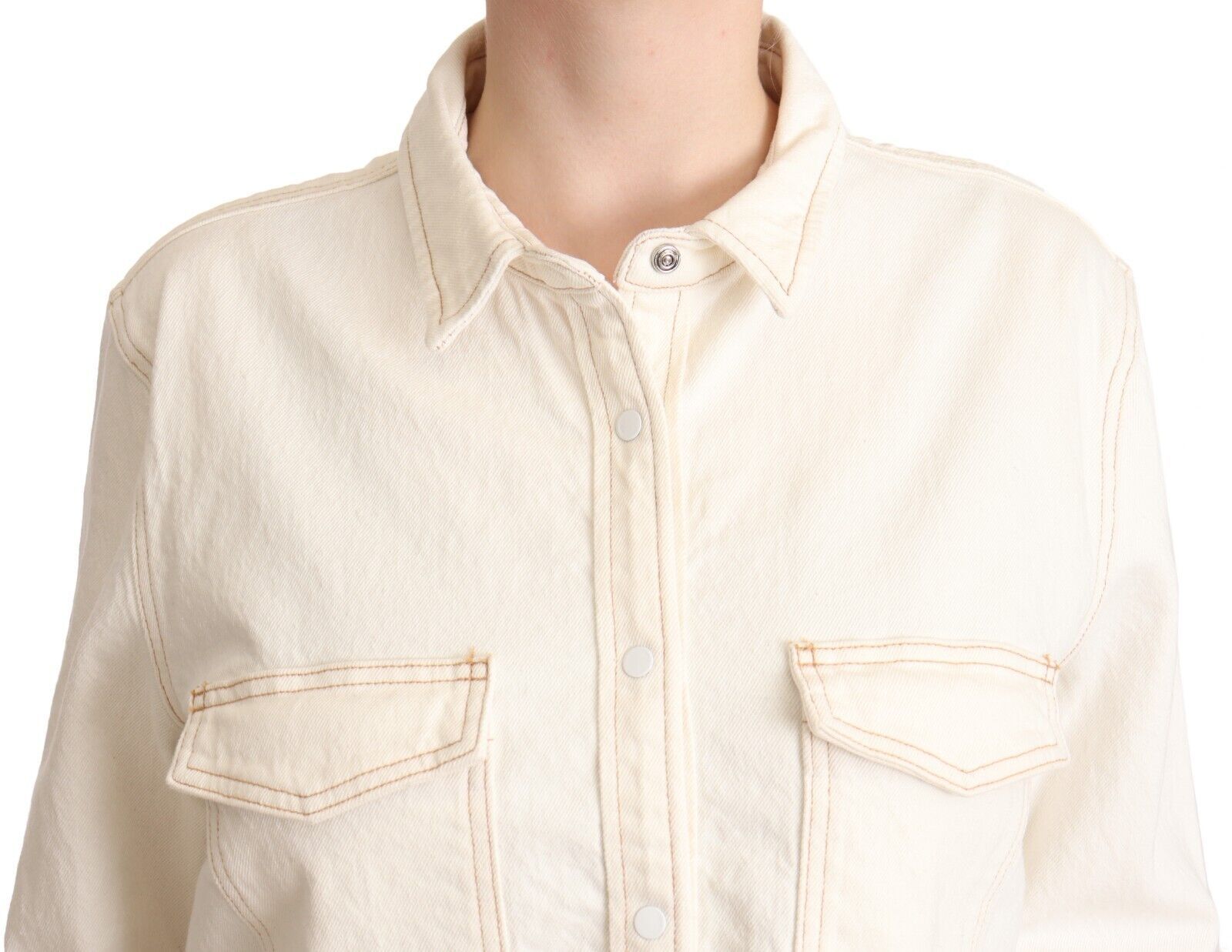 Levi's White Cotton Collared Long Sleeves Button Down Polo Top | Regal Royce