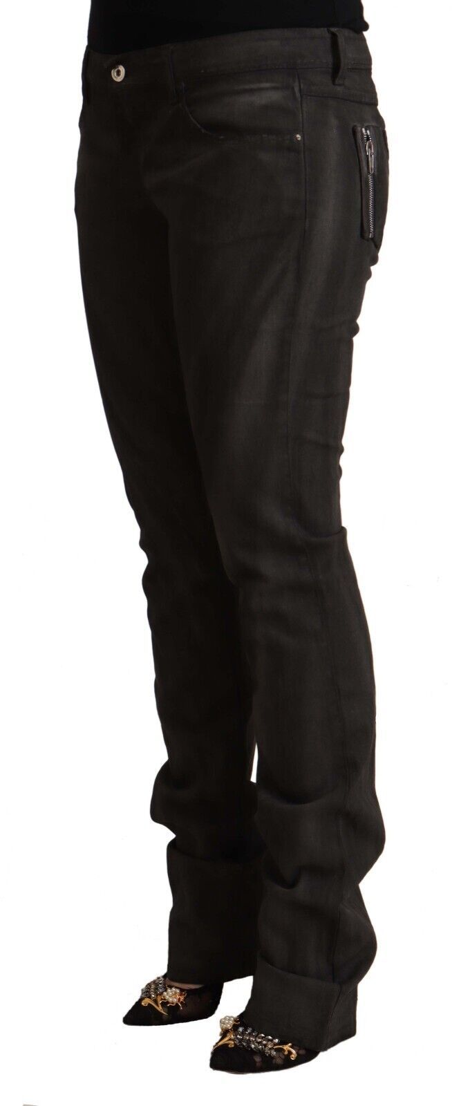 Costume National Black Cotton Mid Waist Skinny Pants | Regal Royce