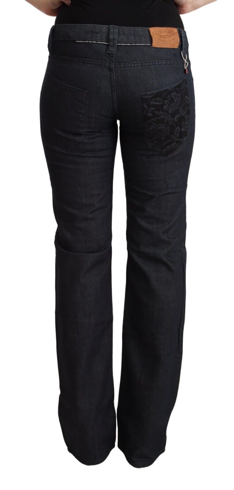 Exte Dark Blue Cotton Stretch Low Waist Straight Denim Jeans | Regal Royce