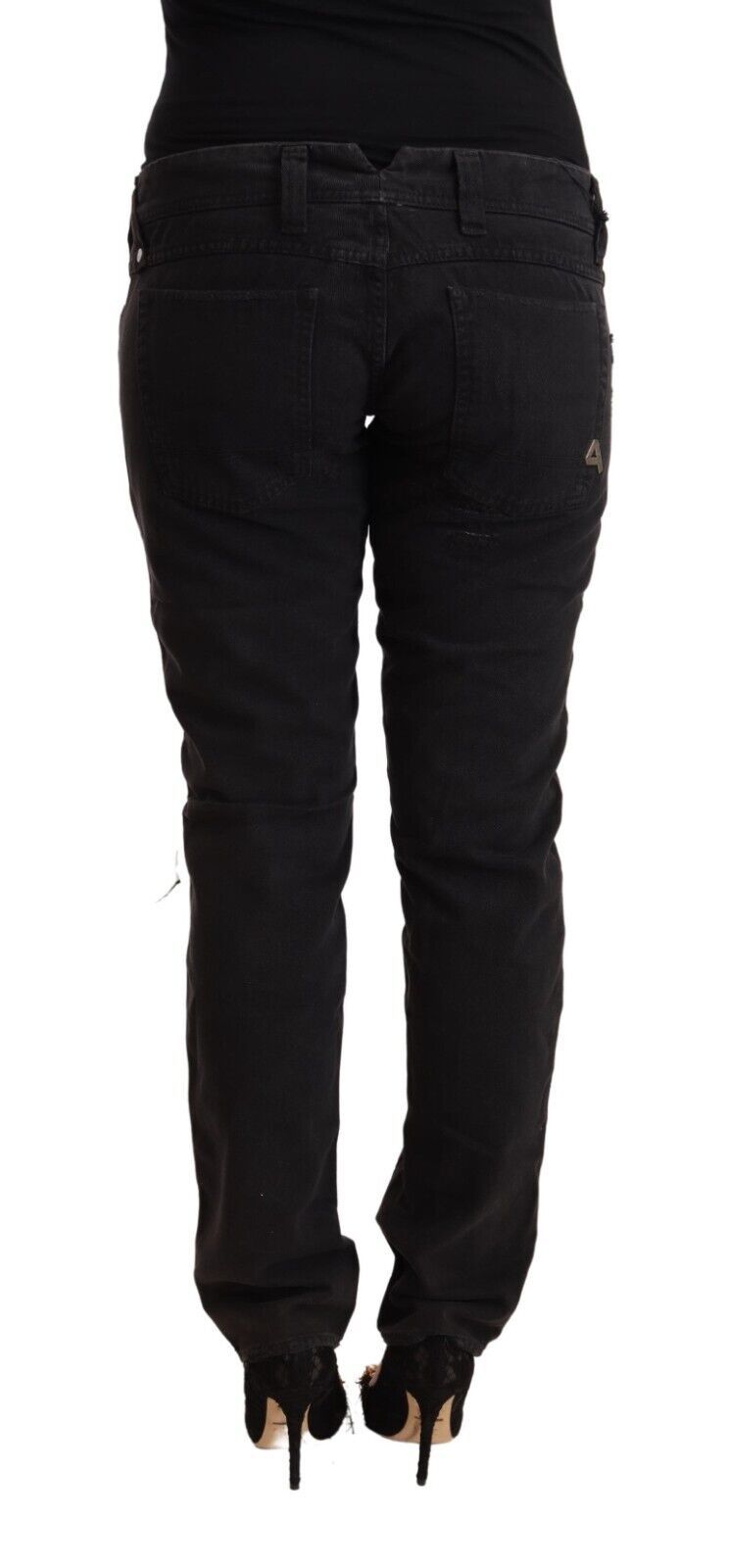 CYCLE Black Cotton Distressed Low Waist Slim Fit Denim Jeans | Regal Royce