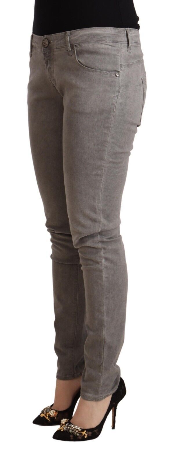 Acht Light Gray Washed Cotton Slim Fit Denim Jeans | Regal Royce