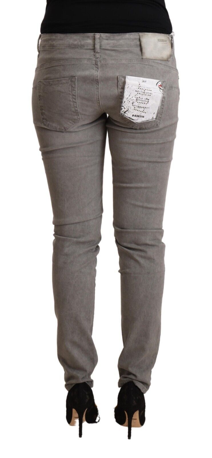 Acht Light Gray Washed Cotton Slim Fit Denim Jeans | Regal Royce