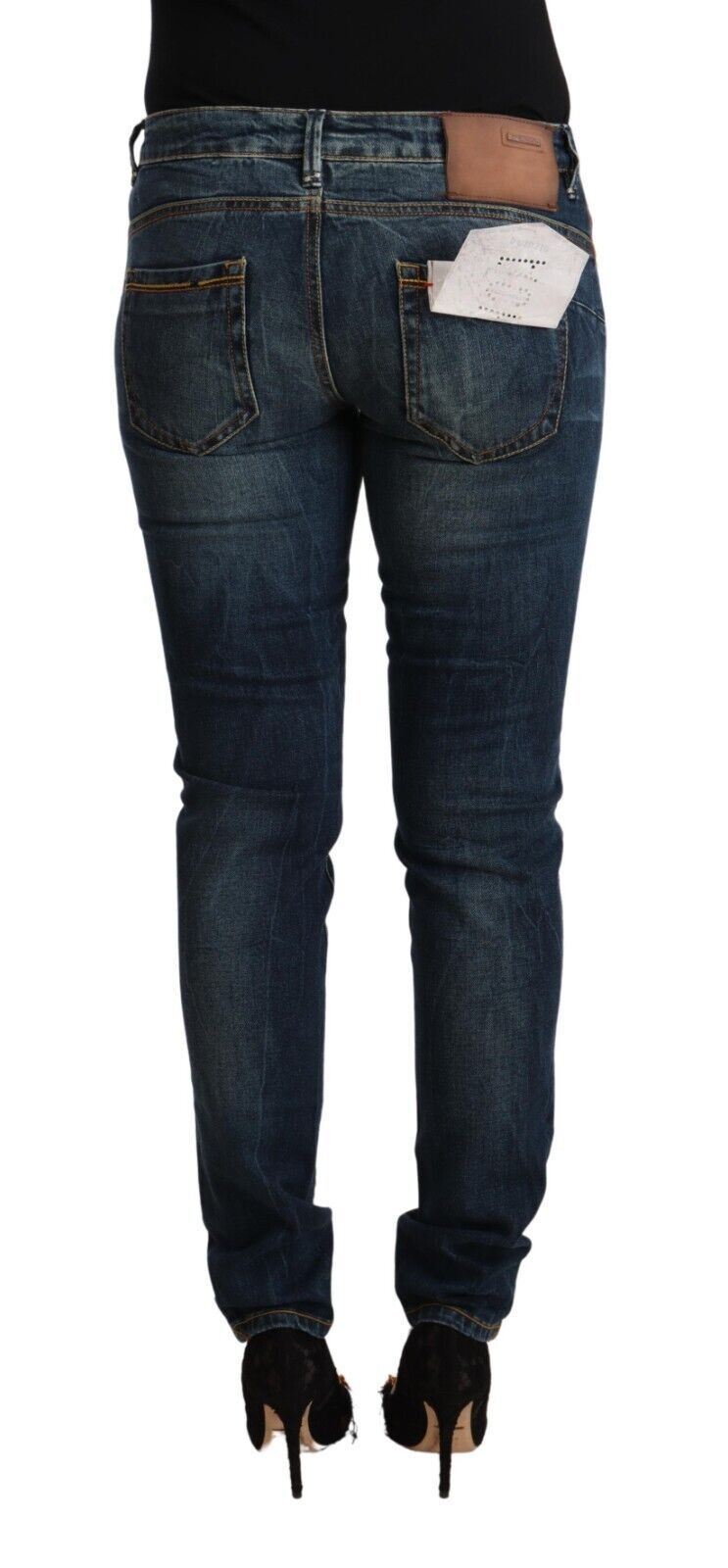 Acht Blue Washed Cotton Low Waist Slim Fit Denim Jeans | Regal Royce