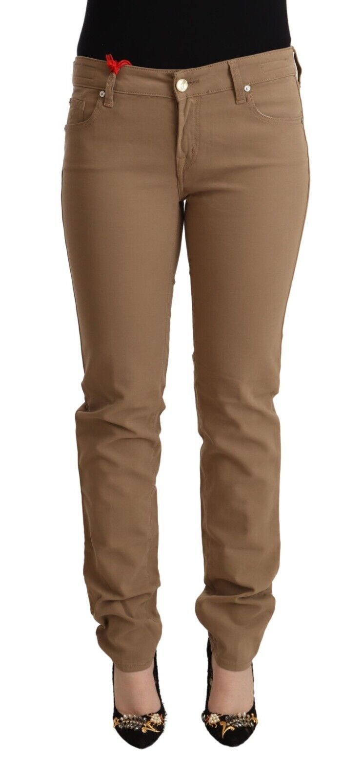 Jacob Cohen Brown Cotton Stretch Mid Waist Skinny Pants | Regal Royce