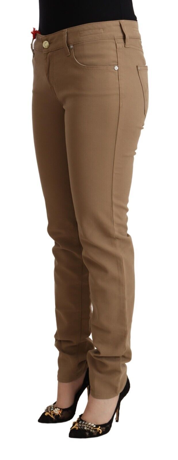 Jacob Cohen Brown Cotton Stretch Mid Waist Skinny Pants | Regal Royce