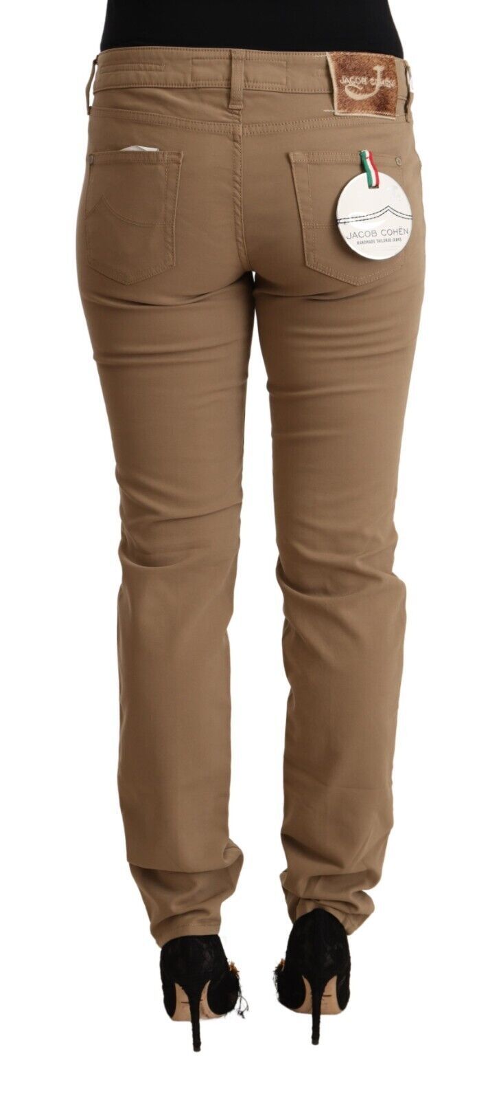 Jacob Cohen Brown Cotton Stretch Mid Waist Skinny Pants | Regal Royce