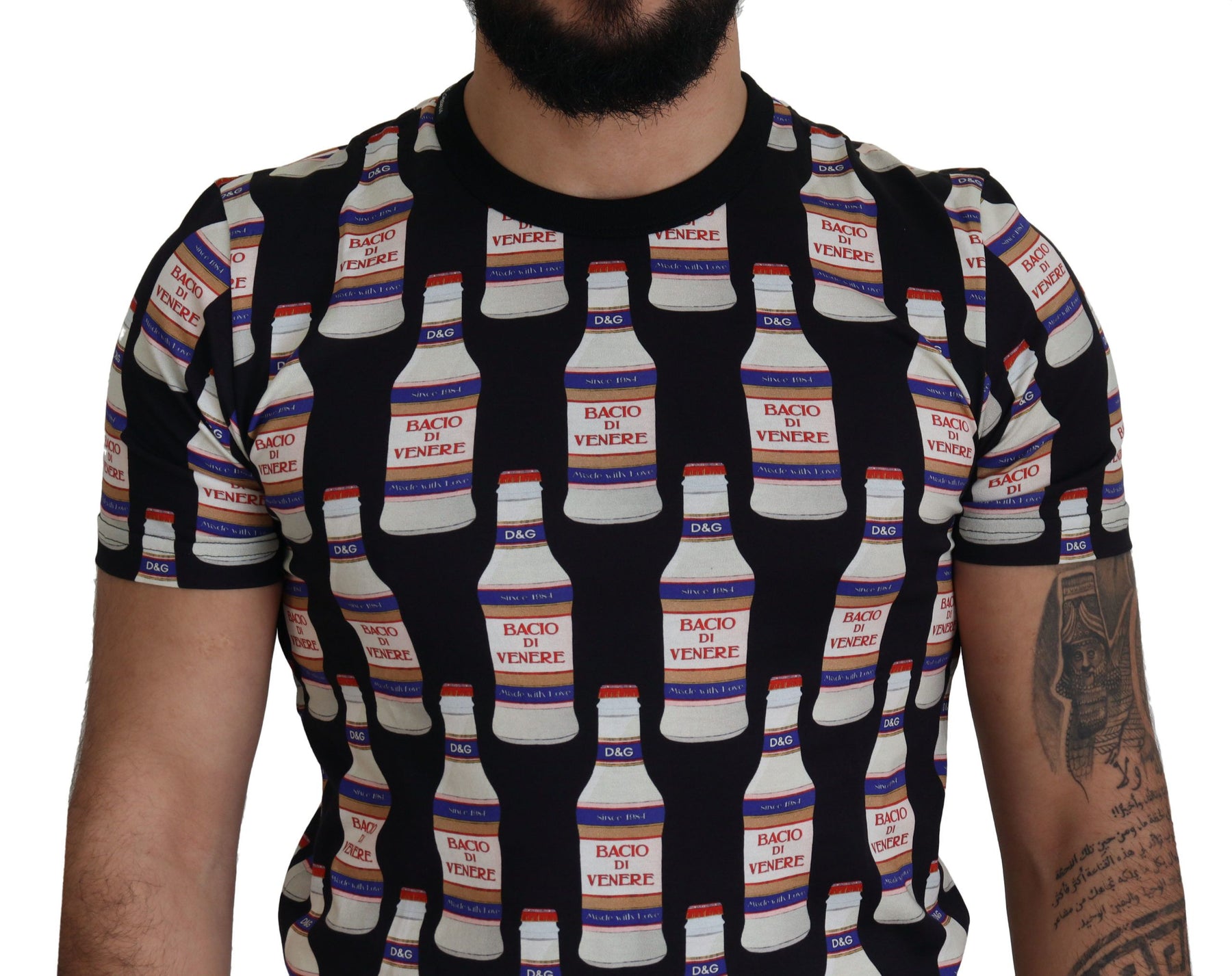 Dolce & Gabbana Black Bacio Di Venere Cotton Crew T-shirt | Regal Royce