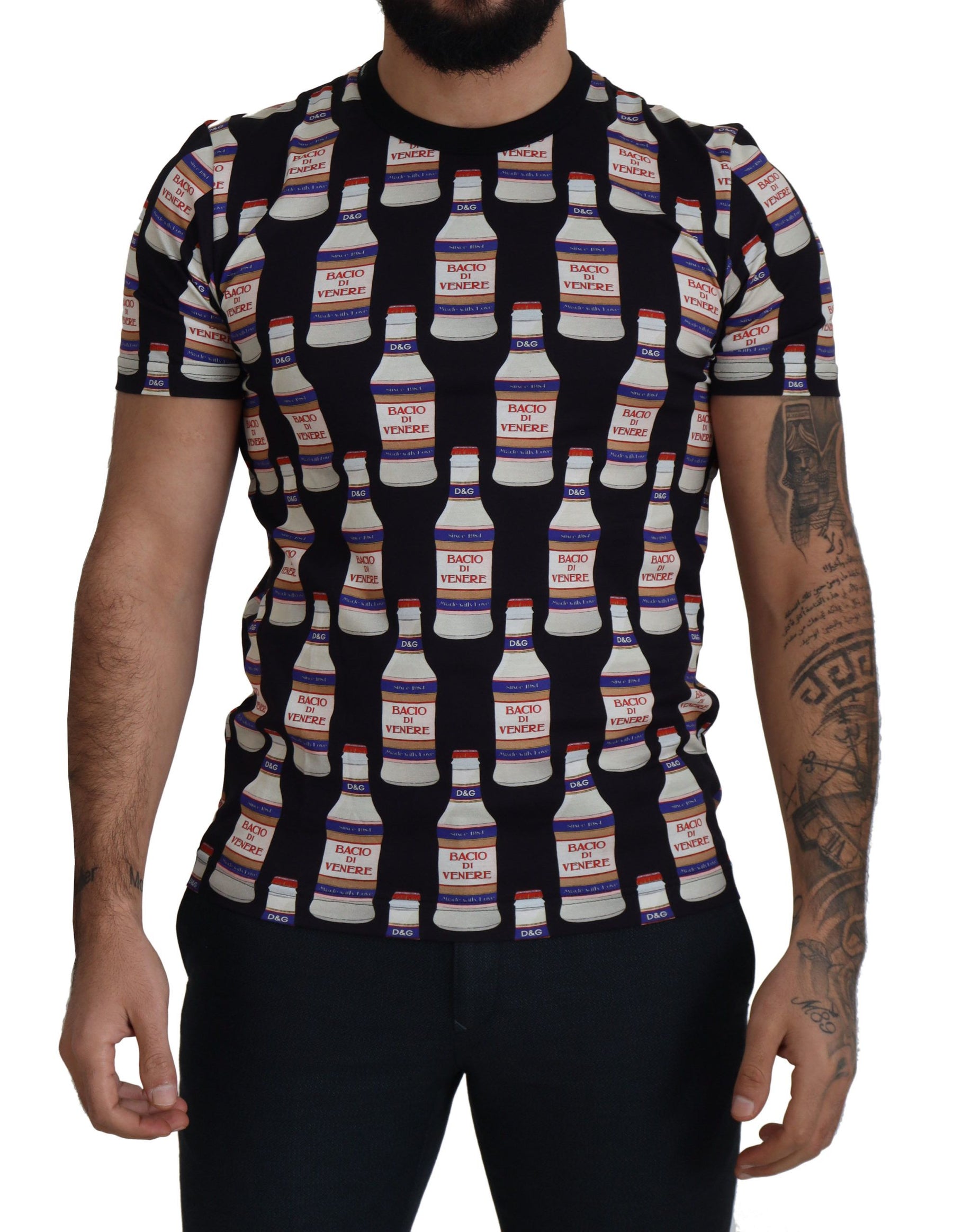 Dolce & Gabbana Black Bacio Di Venere Cotton Crew T-shirt | Regal Royce