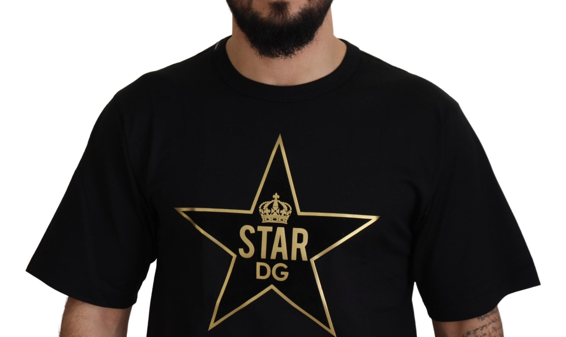 Dolce & Gabbana Black Gold STAR Crown DG Cotton Crewneck T-shirt | Regal Royce