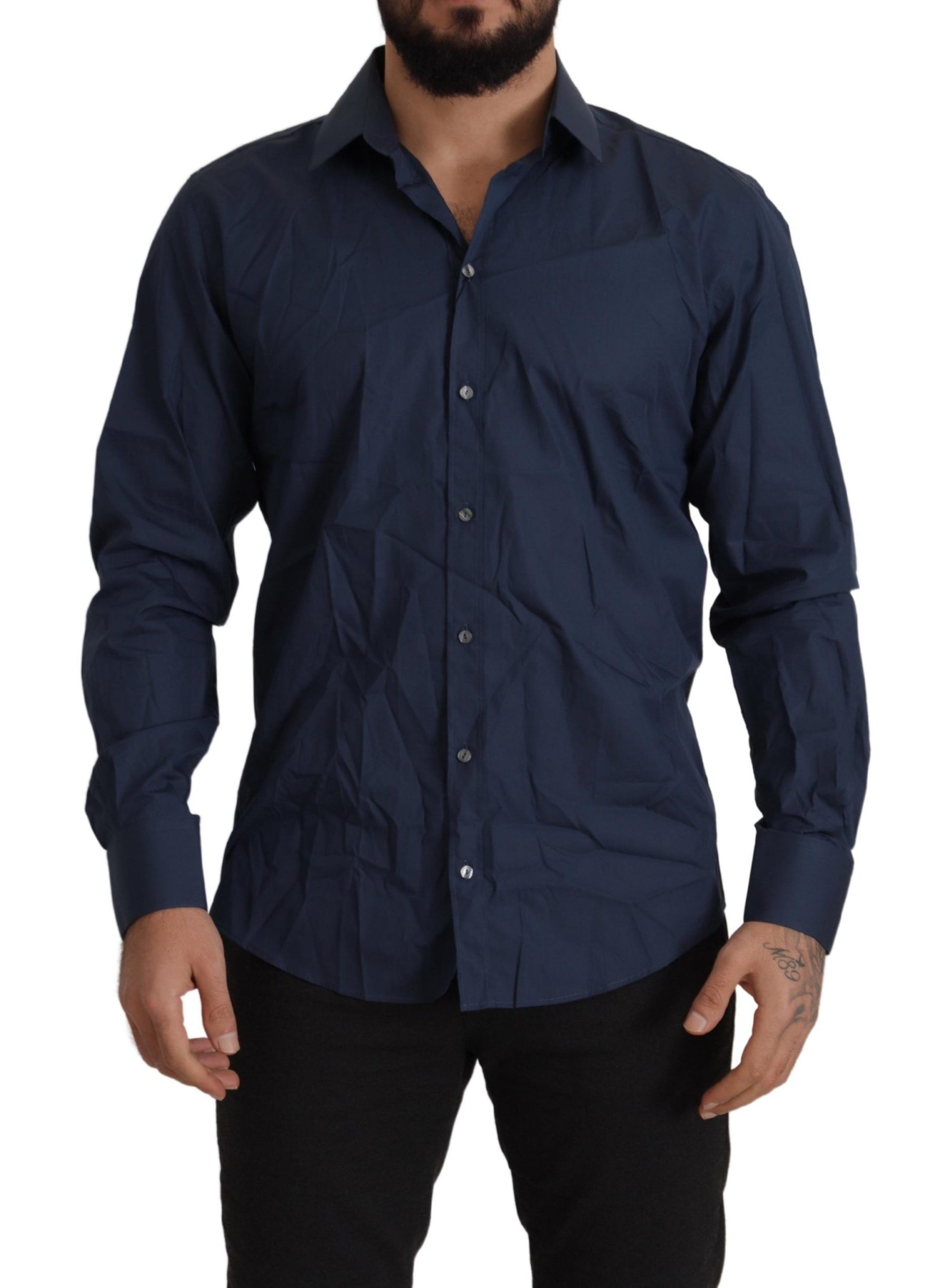 Dolce & Gabbana Blue Cotton MARTINI Slim Fit Dress Shirt | Regal Royce