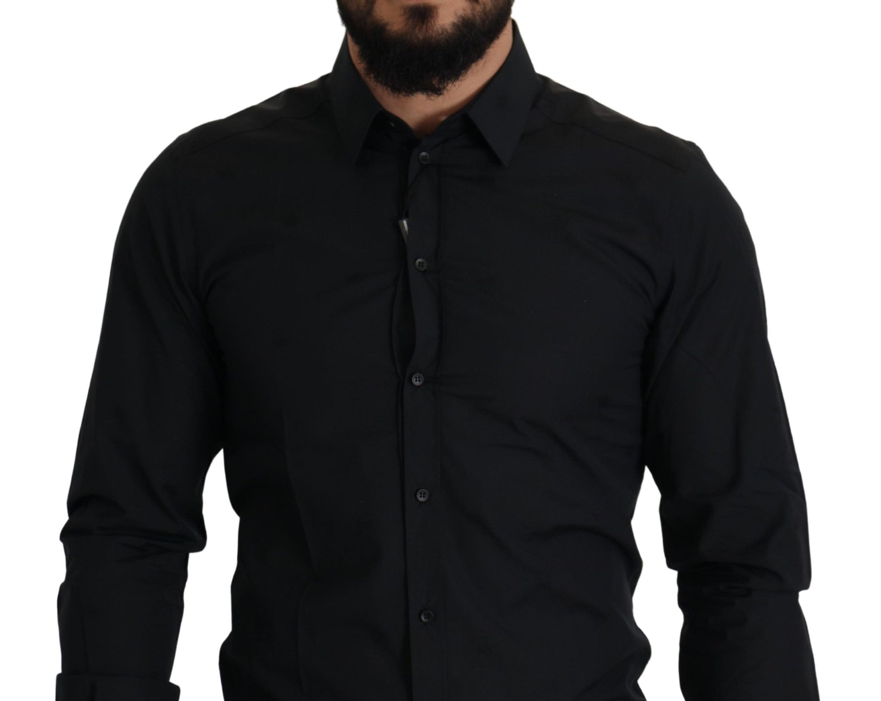 Dolce & Gabbana Black Cotton GOLD Slim Fit Dress Shirt | Regal Royce