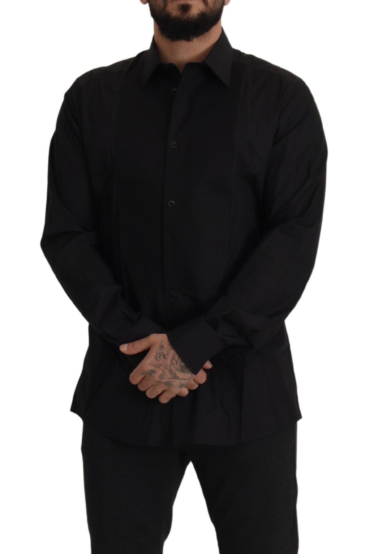 Dolce & Gabbana Black GOLD Slim Fit Tuxedo Dress Shirt | Regal Royce