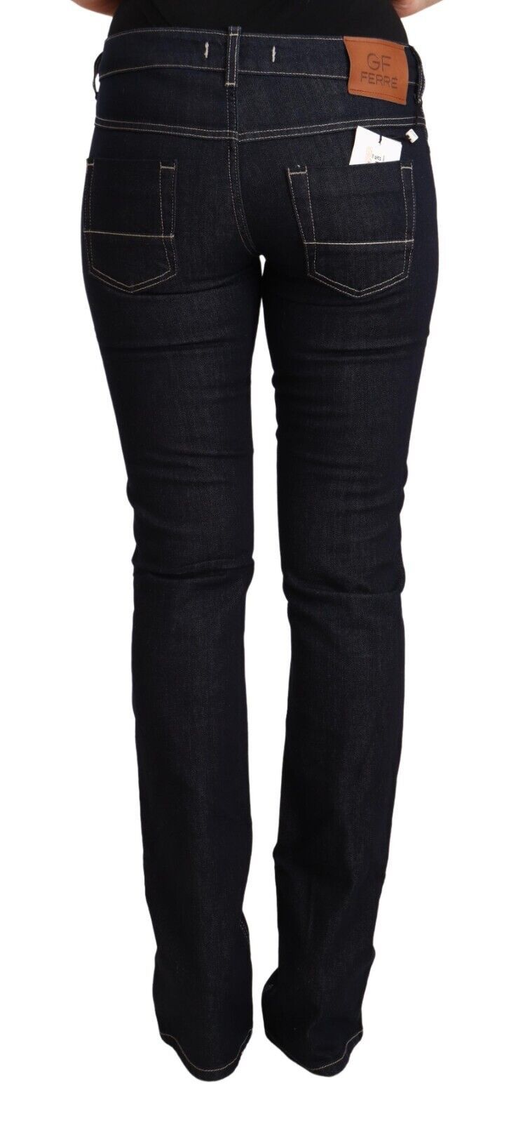 GF Ferre Black Cotton Stretch Low Waist Skinny Denim Jeans | Regal Royce