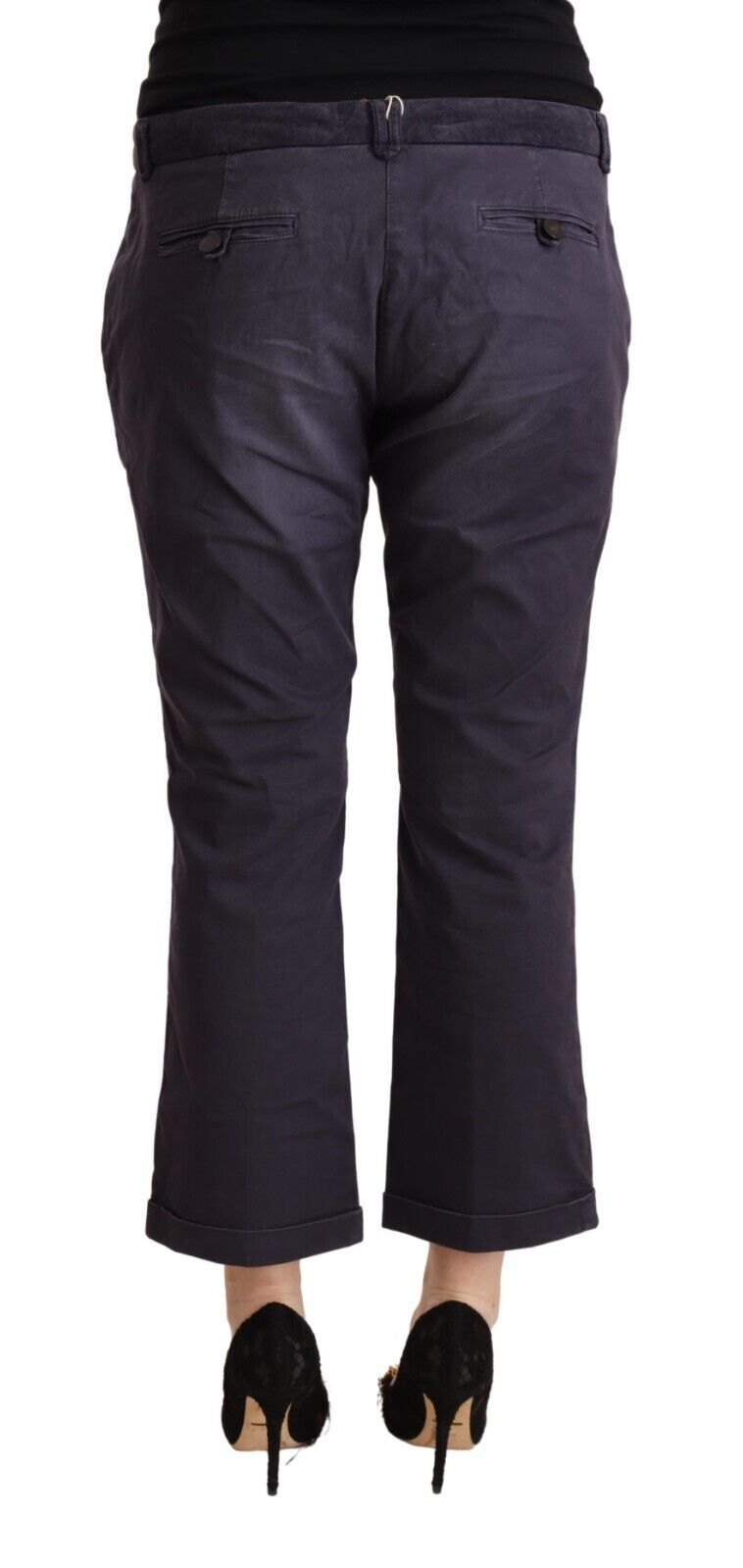 Jucca Black Low Waist Folded Hem Flared Cropped Pants | Regal Royce