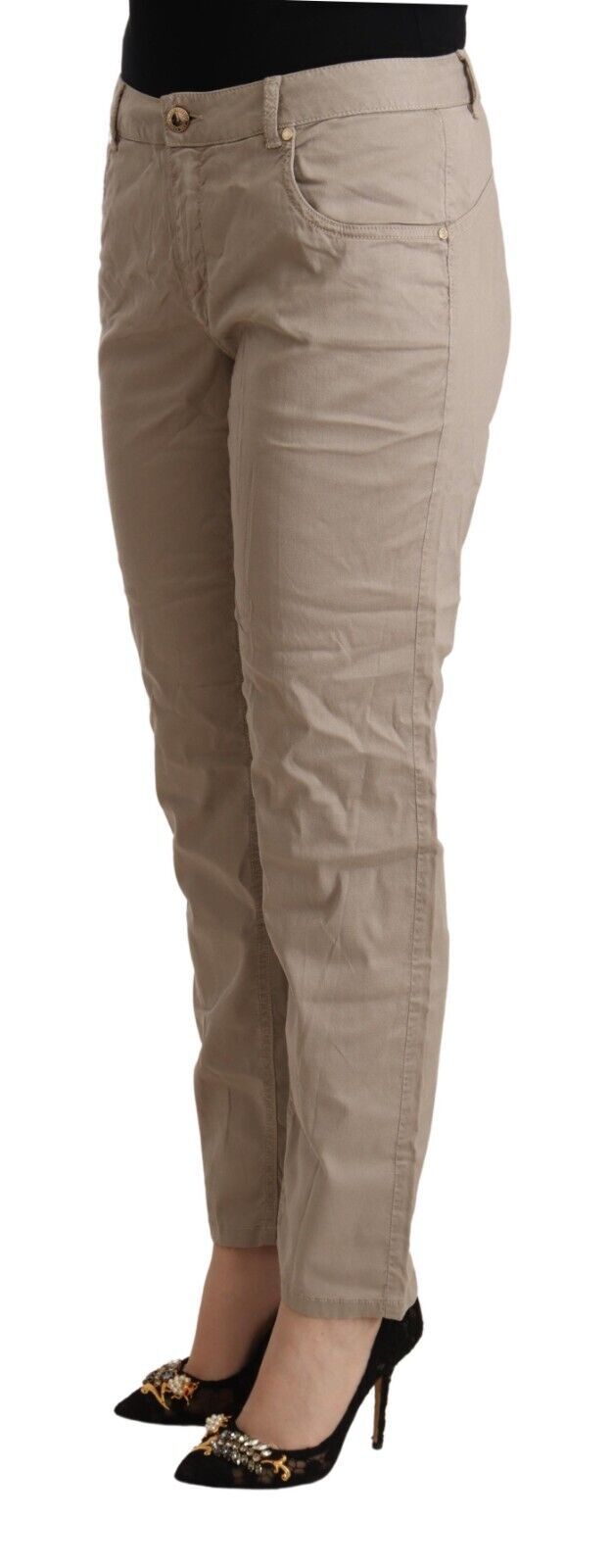 Acht Beige Tencel Mid Waist Tapered Casual Pants | Regal Royce