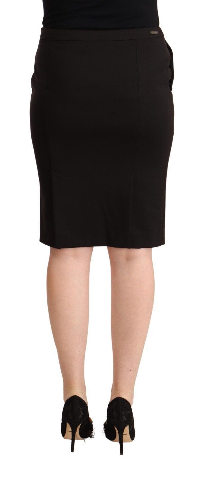 GF Ferre Black Straight Pencil Cut Knee Length Skirt | Regal Royce
