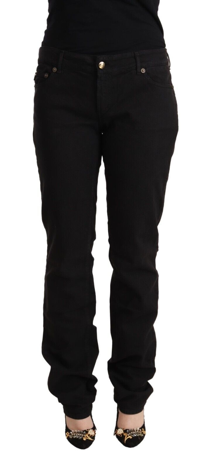 Just Cavalli Black Mid Waist Denim Cotton Skinny Jeans | Regal Royce