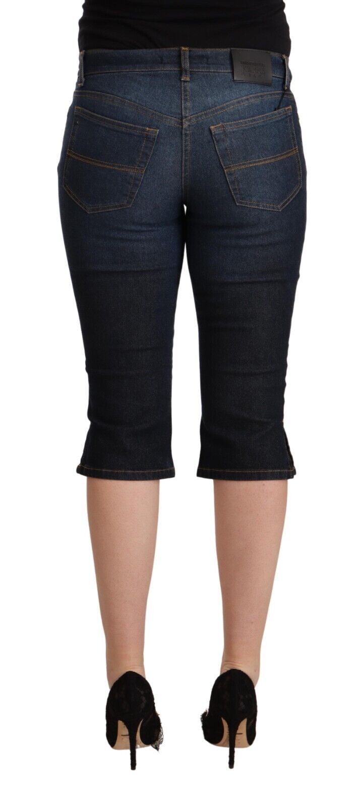 GF Ferre Blue Cotton Stretch Low Waist Slim Capri Denim Jeans | Regal Royce