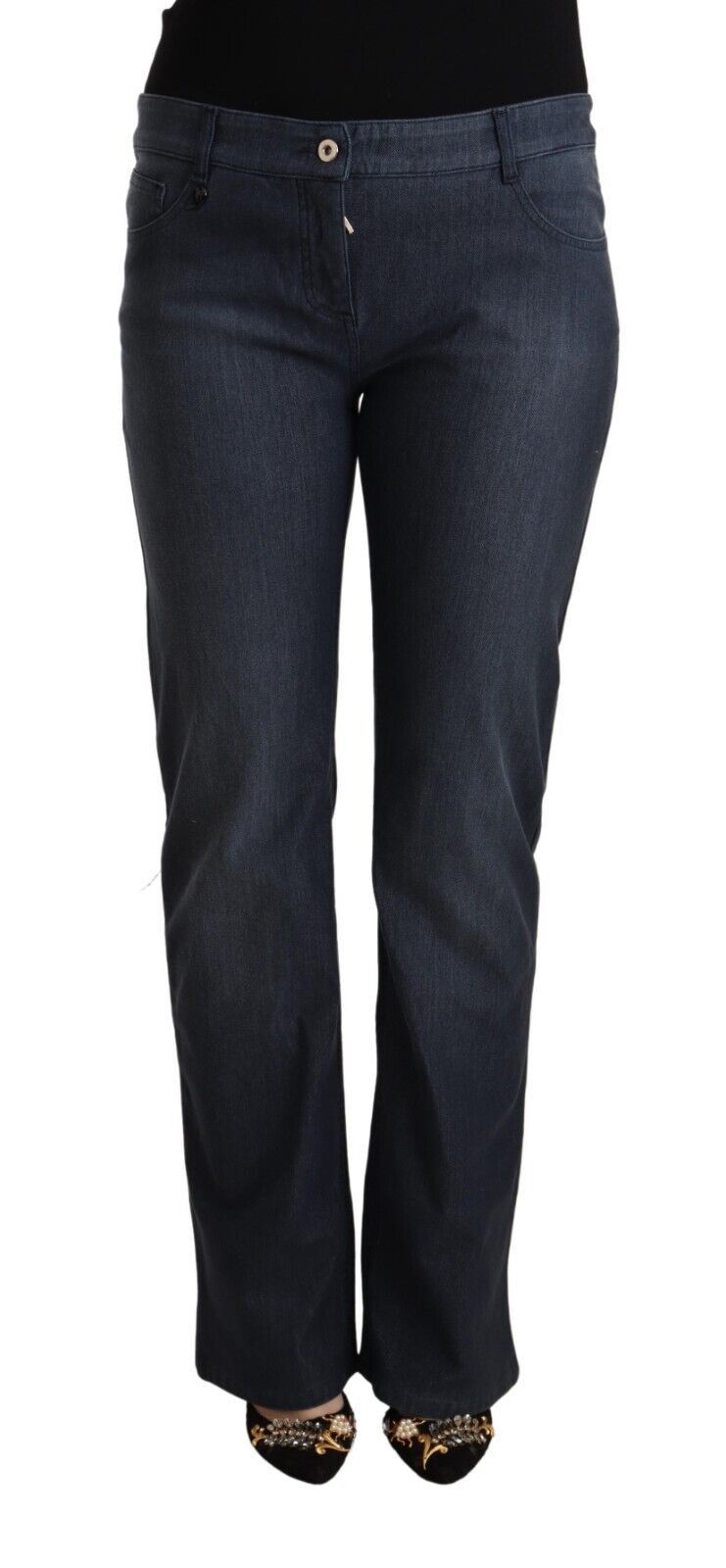 MARGHI LO' Dark Blue Cotton Straight Denim Jeans | Regal Royce