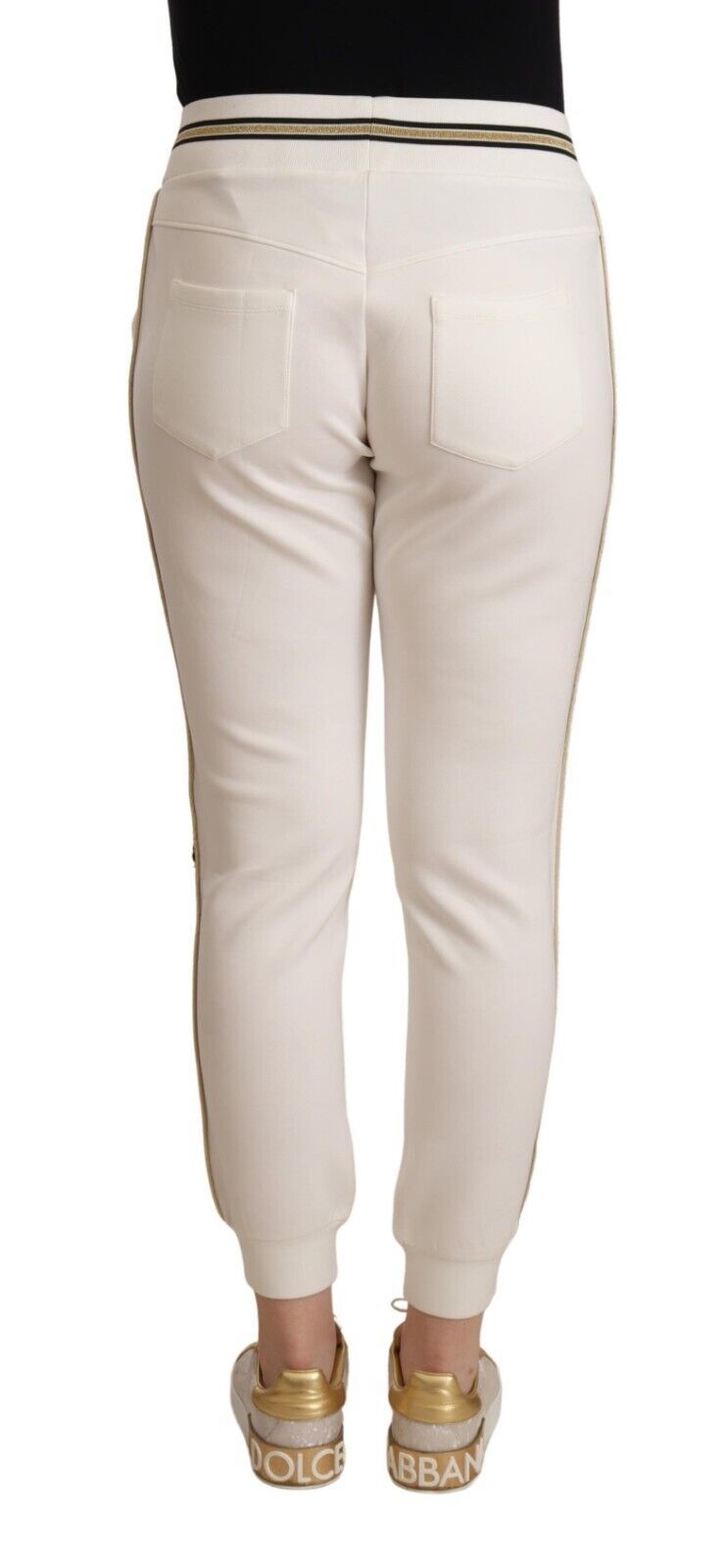 Patrizia Pepe White Polyester Mid Waist Jogger Pants